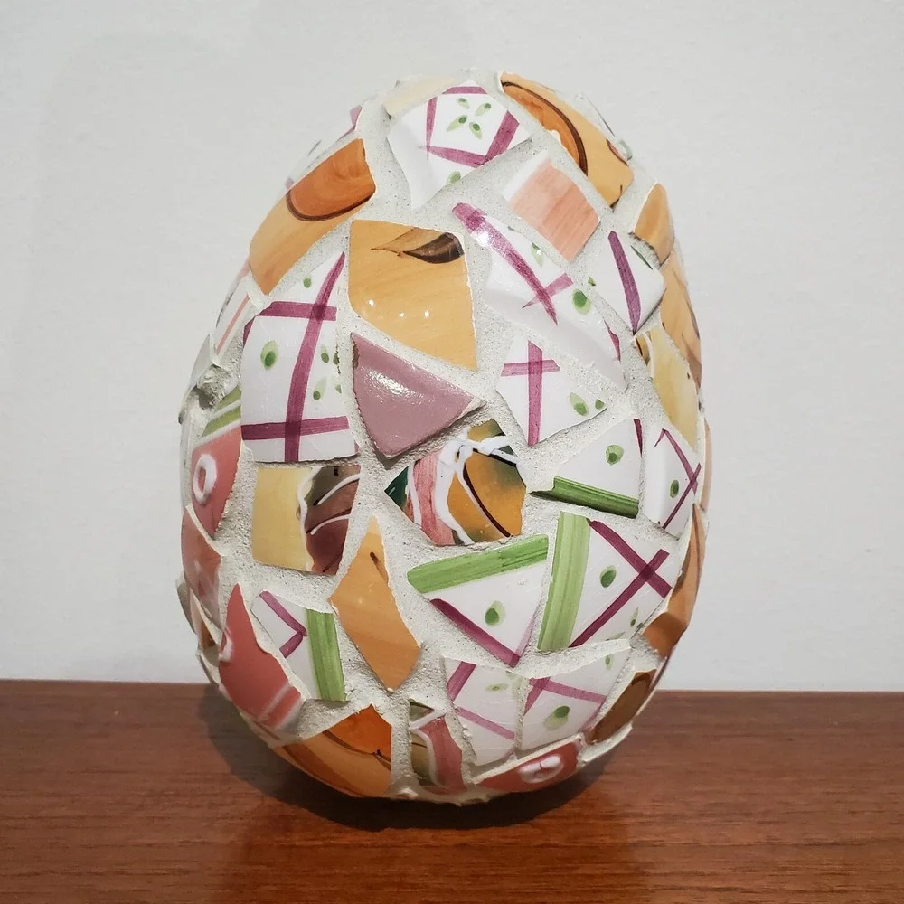 Mosaic tile egg shaped holiday home decor, spring, easter, 7